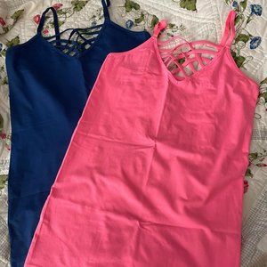 Zenana Outfitters Lattice Front Camis - Sapphire Blue & Neon Pink - NWT